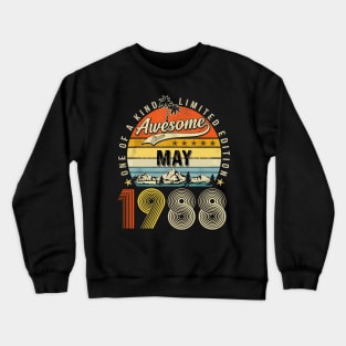 Awesome Since May 1988 Vintage 35th Birthday Crewneck Sweatshirt